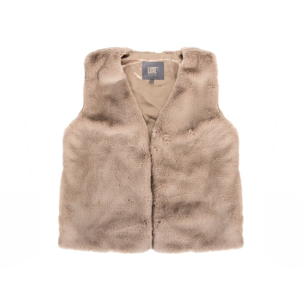 Luxe Fashion Classic Faux Fur Women Vest | 1-Piece | Tan